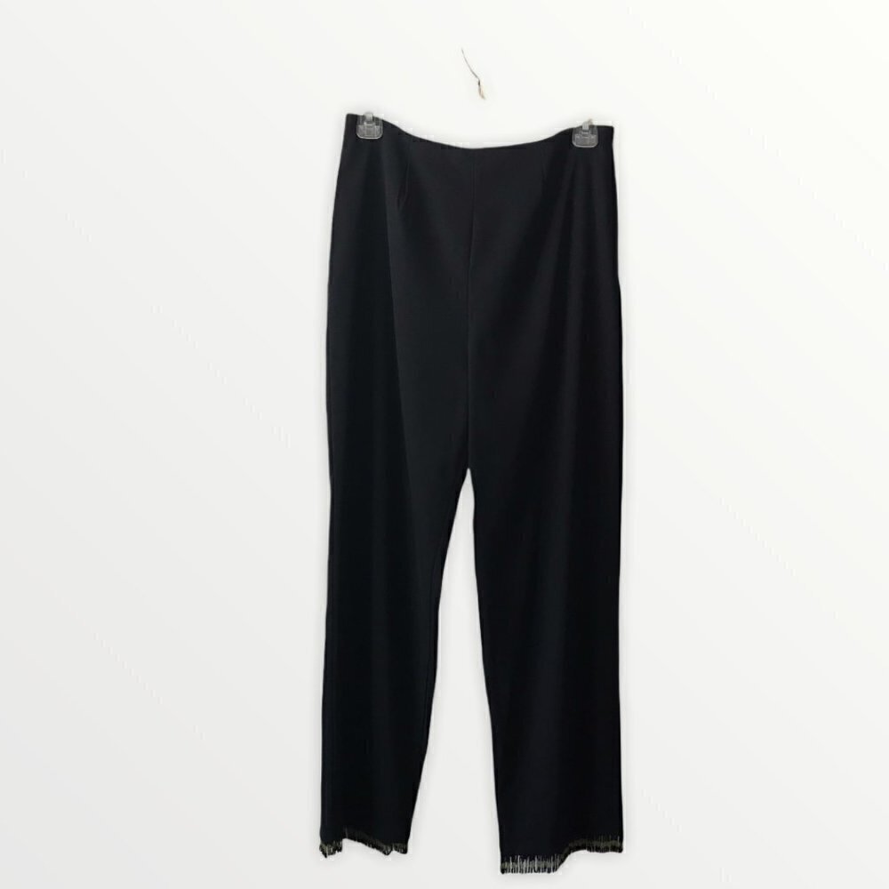 CLIO Women’s Black Trousers with Lovely Beading in the Hems - Picture 1 of 10